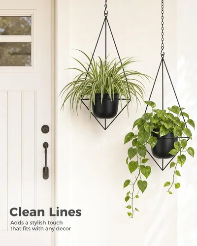 Miniatura 5 de Bamworld Black Hanging Planters for Indoor Outdoor Plants Metal Hanging Pots for Plants 5 Inch Modern Hanging Basket Window Plant Hanger Ceiling