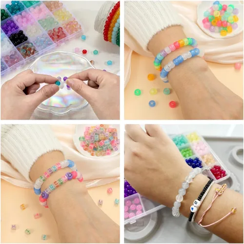 Miniatura 7 de 12 rollos de cuerda elástica plana de 0.028 in, cuerda elástica para pulseras, collares, cuentas de arcilla, cuentas de pony (10 colores)