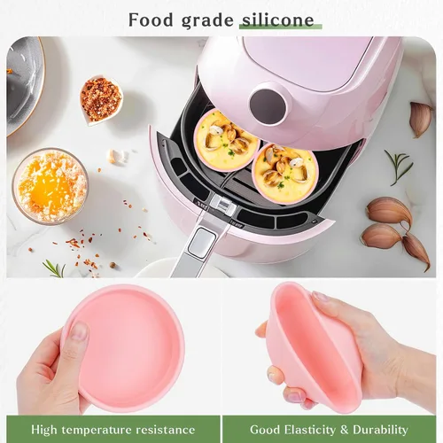 Miniatura 2 de Moldes de silicona para huevos – 2 moldes para huevos para freidora de aire, molde reutilizable para huevos de 4 pulgadas, magdalenas de huevo, Rosa