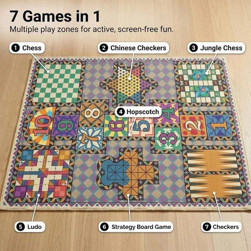 Miniatura 3 de Alfombra de juego para niños 7 en 1 y alfombra de sala de juegos, alfombra de guardería jumbo de 79 x 59 pulgadas, lavable a máquina y plegable, 7