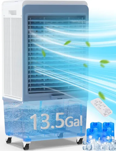 Uthfy Enfriador de aire acondicionado Swamp de 6000 CFM, enfriador de aire evaporativo para exteriores con tanque de agua de 13.5 galones, control