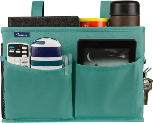 Miniatura 5 de Surblue Caddy Organizador Colgante Bolsa de Almacenamiento para Cabecera para Literas y Camas de Hospital, Verde Azulado, Pequeño R-Teal