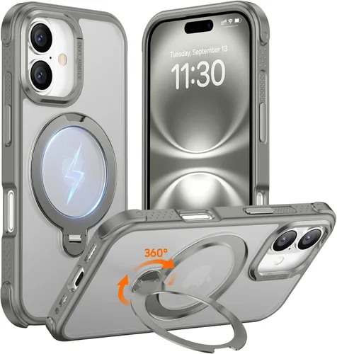 Miniatura 22 de Magnética para iPhone 12 e iPhone 12 Pro Funda, [con Soporte de Anillo Magnético Invisible Giratorio 360°][A Prueba de Golpes][Compatible