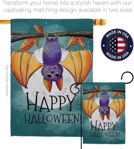 Miniatura 4 de Breeze Decor G162076 - Bandera decorativa vertical para jardín con diseño de murciélago y otoño de Halloween, 13 x 18.5 pulgadas, impresa en Estados