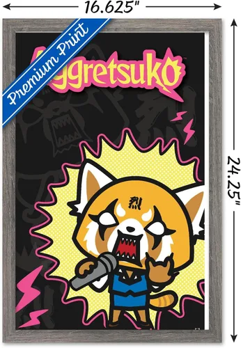 Miniatura 3 de Trends International Aggretsuko Rock Out - Póster de pared, 22.4 pulgadas de largo x 14.7 pulgadas, versión enmarcada en madera de granero