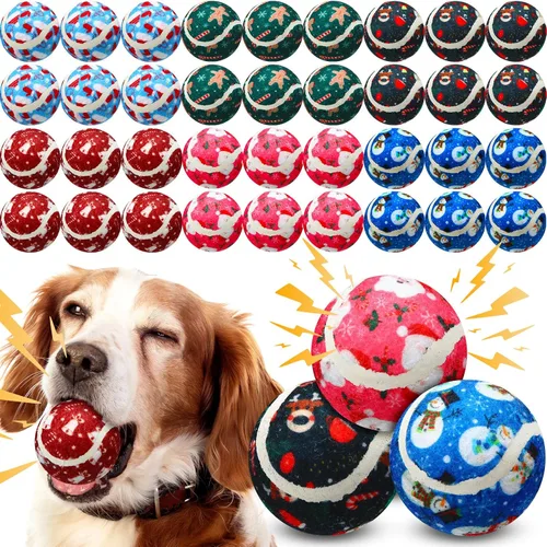 Seenelling 36 pelotas de tenis chirriantes para perros de 2.5 pulgadas interactivas para perros pequeños, medianos y grandes, juguetes para masticar