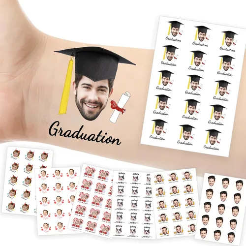 Miniatura 28 de Tatuajes temporales personalizados con foto y nombre, logotipo personalizado para adultos, niños, mujeres, hombres, regalo de boda, cumpleaños