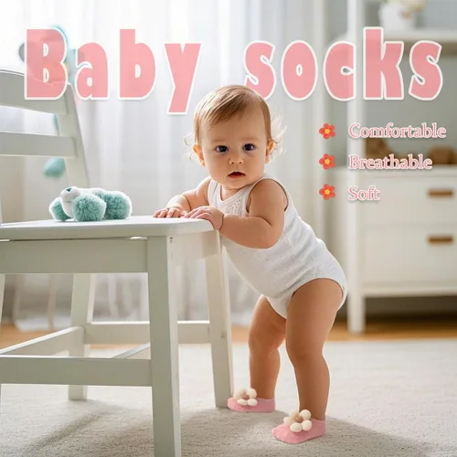 Miniatura 2 de Cotton Baby Girl Socks 0-12 Months Newborn Socks Ankle Socks for Babies Infant Socks Toddler Socks with Grippers