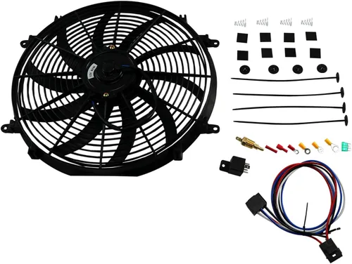 Miniatura 2 de Ventilador delgado universal de 16 pulgadas Push Pull Radiador eléctrico Ventilador de refrigeración Kit de montaje de 12 V Negro