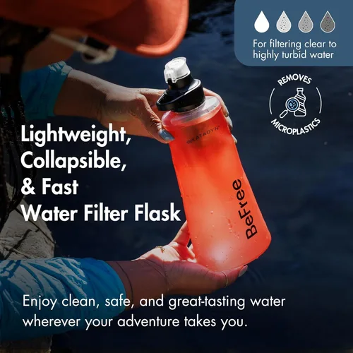 Miniatura 2 de Katadyn BeFree - Botella de filtro de agua plegable ultraligera de 1.0L para senderismo, camping, mochilero Nuevo modelo - Misty Red