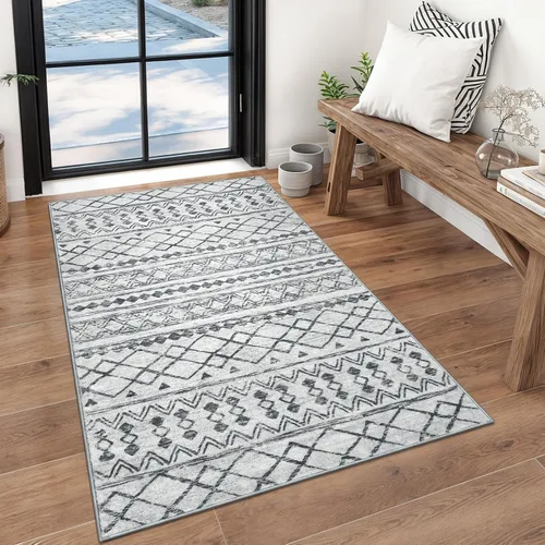 Miniatura 42 de KUTA Alfombras Boho para pasillos de 2.6x10 pies, alfombra de pasillo marroquí lavable, antideslizante, vintage, gris, alfombras de cocina, ultra