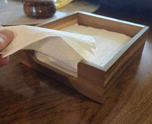 Miniatura 6 de Servilletero de madera de acacia para mesa, dispensador de servilletas cuadrado de granja con amplia apertura lateral, servilletas de papel fáciles