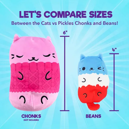 Miniatura 6 de Cats vs Pickles Paquete de 2 bolsas misteriosas de peluche rellenos de frijoles ABC de ola azul, rellenos de calcetines, bolsas ciegas para niñas