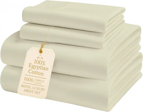 Miniatura 17 de Sábanas de algodón egipcio 100% tamaño Queen - Lujoso juego de sábanas Queen de 1000 hilos, naturalmente refrescantes y transpirables, tejido satén