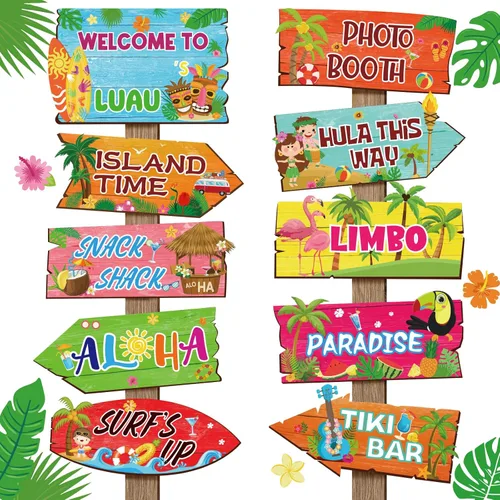 Miniatura 22 de Hooqict 20 piezas de señal de fiesta safari para bienvenida a la fiesta temática de safari en la selva, señales direccionales, decoraciones