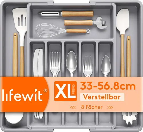Miniatura 25 de Lifewit Organizador de cajones de cubiertos, bandeja expandible para utensilios de cocina, soporte para vajilla y cubiertos libre de BPA