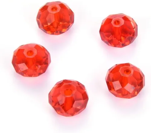 Miniatura 64 de 50 cuentas de cristal Adabele austriaco de 0.394 pulgadas facetadas sueltas Rondelle Siam rojo espaciador compatible con cristales de Swarovski 5040