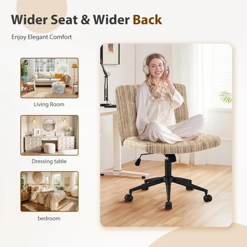 Miniatura 3 de Furnimart Silla de escritorio giratoria de 360° con cruz cruzada, cojín extra grueso, silla de felpilla de alta calidad con patas cruzadas
