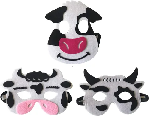 Miniatura 4 de Máscaras de fieltro de 3 piezas máscaras de Halloween de animales accesorio de fiesta de disfraces Juego de padres e hijos Tigre