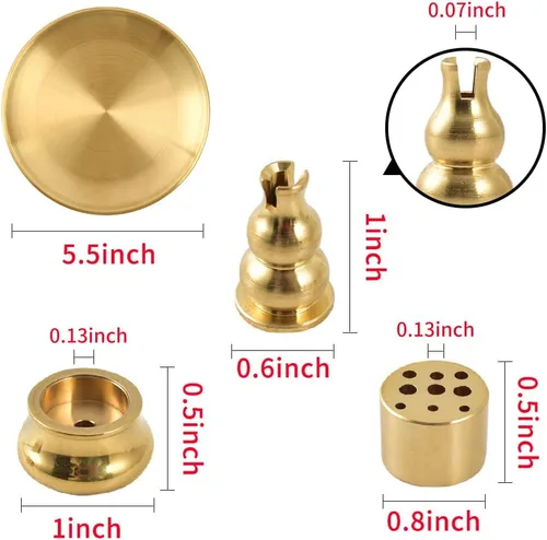 Miniatura 7 de Quemador de incienso 4 en 1, soporte de incienso de latón de 5.5 pulgadas, soporte de cono de incienso para incienso de torre, bobina de incienso
