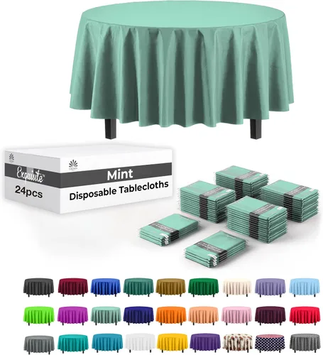 Miniatura 23 de Party Solids Mantel rectangular de plástico color azul aguamarina, 54 x 108 pulgadas, paquete de 24