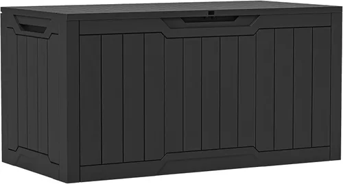 Miniatura 11 de YITAHOME Caja de cubierta de 32 galones, almacenamiento de resina con tapa con cerradura y asas laterales, contenedor pequeño