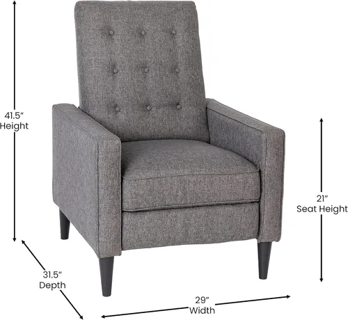 Miniatura 3 de Flash Furniture Erza LeatherSoft - Silla reclinable con botones copetudos, moderna de mediados de siglo para uso residencial y comercial