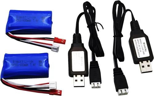 Miniatura 4 de Blomiky Batería recargable de iones de litio de 7.4V 2S 600mAh con enchufe JST y cable adecuado para algunos coches RC camiones vehículos