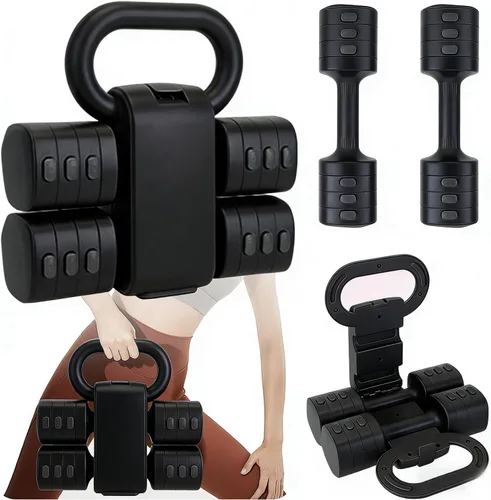 Juego de mancuernas ajustables de 2, juego de 4 en 1 de pesas libres para mujeres con ajuste rápido, cada juego de pesas de mano de 2 libras, 3