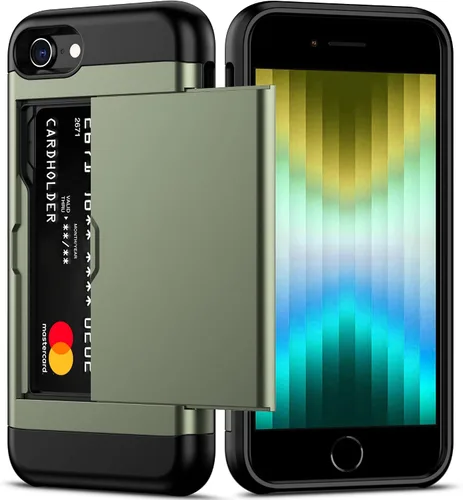 Miniatura 11 de Nvollnoe Funda para iPhone SE Funda 2022/iPhone SE 2020/7/8 Funda con Soporte para Tarjetas de Servicio Pesado Protectora de Doble Capa Resistente a