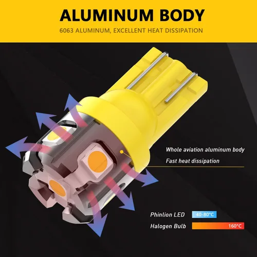 Miniatura 3 de PHINLION 194 foco LED amarillo ámbar súper brillante 168 2825 2827 T10 W5W miniatura focos LED de repuesto para luces de interior de coche, domo