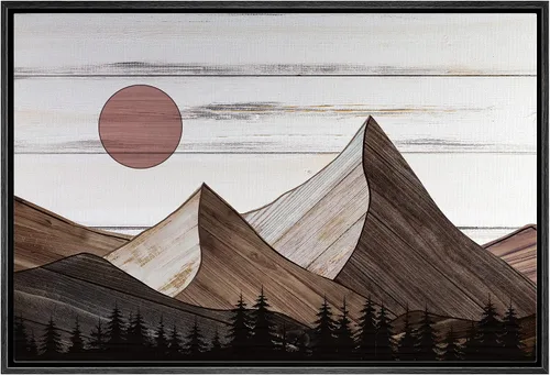 Miniatura 20 de IDEA4WALL Lienzo enmarcado para pared, decoración occidental, collage de polígonos de diamantes, paneles geométricos abstractos de madera, arte