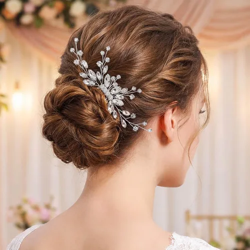 Miniatura 3 de Unicra Bride Silver - Peine para el cabello de boda con cristales brillantes, accesorio para el cabello con diamantes de imitación para mujeres