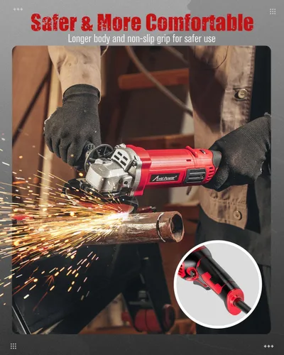 Miniatura 4 de AVID POWER Amoladora Angular de 4-1/2 Pulgadas 8.0 Amperios 1000W Herramienta Amoladora Eléctrica de 7 Velocidades Variables Amoladora de Metal, Rojo