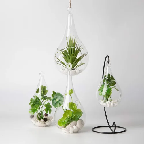 Miniatura 7 de WGV - Planta colgante de vidrio terrario a granel, ancho de 3 pulgadas, altura 5.5 pulgadas, lágrima de bricolaje, maceta de aire para suculentas