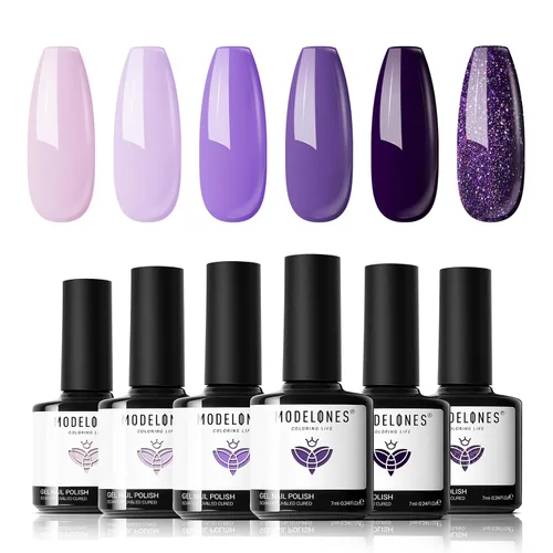 Miniatura 10 de modelones Juego de esmalte de uñas de gel, 0.5 onzas líquidas, base sedosa mejorada y capa superior extra brillante, transparente, no se limpia