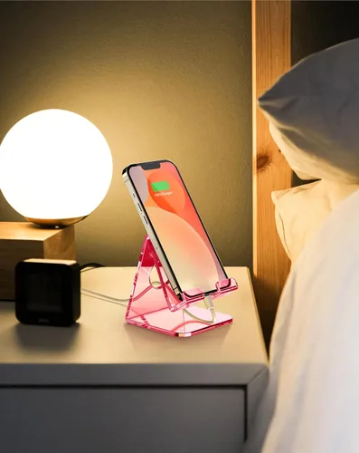 Miniatura 6 de Soporte acrílico para teléfono celular, soporte transparente para teléfono para escritorio de oficina, tocador, encimera de cocina, mesita de noche