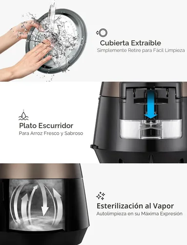 Miniatura 12 de Cuckoo CRP-P0609S - Olla de presión eléctrica para arroz, con calentamiento por inducción (negra)