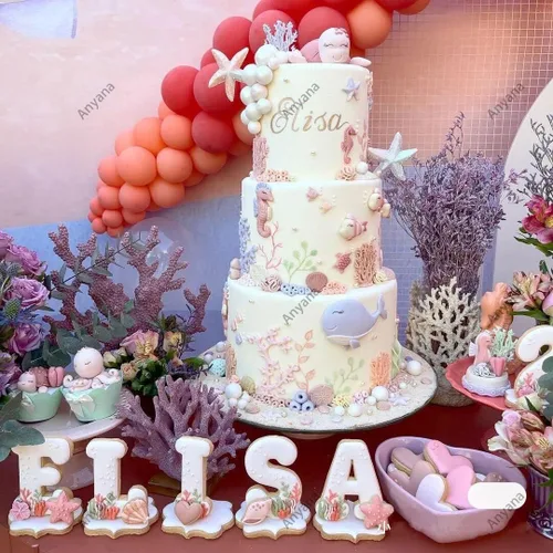 Miniatura 3 de Sea Shell Silicona Fondant Molds Beach Theme Cake Decorating Starfish, Coral, Conch, Sea Wave Designs, Food Grade Platinum Silicone, For