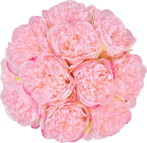 Miniatura 13 de U'Artlines 10 cabezas de peonías artificiales de seda, hojas y flores para decoración del hogar, oficina, bodas, fiestas, festivales y bares (negro)