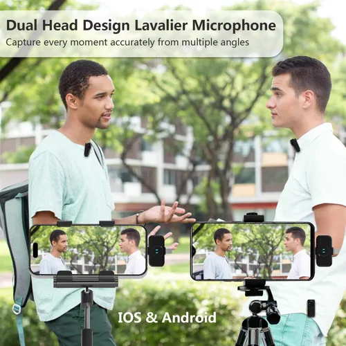 Miniatura 7 de MAYBESTA Micrófono Lavalier inalámbrico para iPhone y teléfono Android, micrófono de solapa Bluetooth para grabación de video con estuche de carga