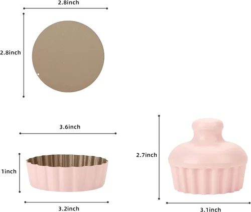 Miniatura 2 de Juego de mini sartenes para tartas de 1 pulgada de profundidad, 6 sartenes de 3.6 pulgadas con parte inferior extraíble y bandeja para tartas
