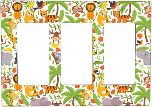 Miniatura 8 de Cubierta de interruptor de luz de animales de la jungla Tigre Koala Jirafa linda, cubierta de interruptor de pared de palanca única decorativa de 1