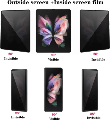 Miniatura 3 de Paquete de 2+2 protectores de pantalla mate de privacidad para Google Pixel 9 Pro Fold, antiespías, 1 unidad exterior + 1 película suave interior, 2