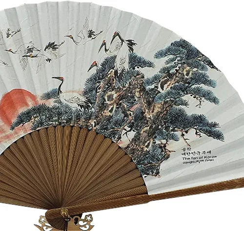 Miniatura 5 de ] Ventilador plegable de mano O-juk-sseon - Ventilador de tradición coreana Ventilador plegable de papel coreano con marco de bambú, ventilador Bambo