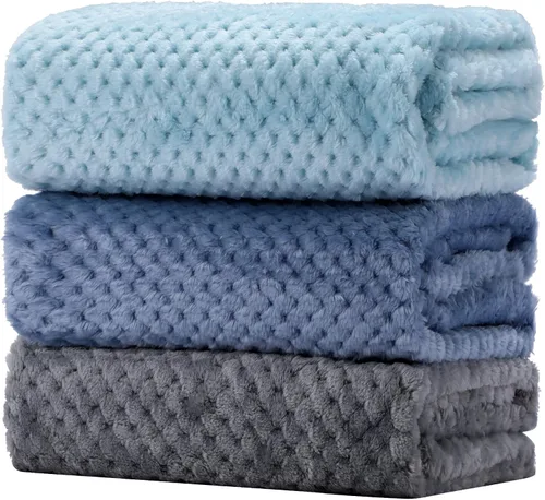 Newwiee - 3 mantas de bebé de 30 x 40 pulgadas, mantas de forro polar ultra suaves para niñas y niños, esponjosas, recién nacidos, para cuna, Color