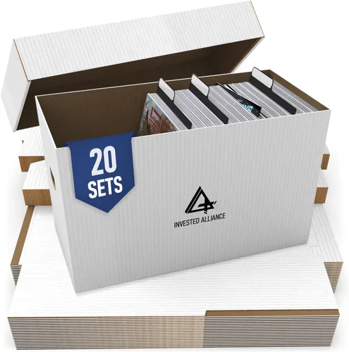 Caja de almacenamiento de cómics cortos premium (paquete de 20 - blanco). Caja/gabinete de cómics de cartón grueso. Contenedor de libros de cómics