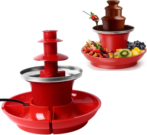 Miniatura 6 de gernie Máquina eléctrica de 3 niveles para fondue de chocolate para fiestas, fuente de chocolate desmontable para derretir queso, queso, dulces