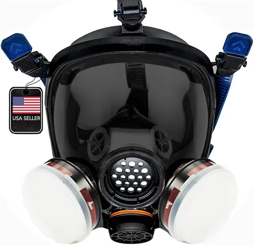 Miniatura 10 de Parcil Distribution Full Face Respirator Mask - Air Purifying, Organic Vapor & Particulate - Industrial Use - CE Tested Pd-100 Azul Ártico