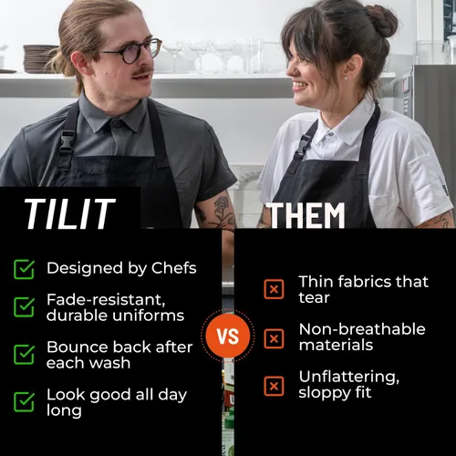 Miniatura 3 de TILIT Delantal sin arrugas, talla única, delantal de chef premium con bolsillos, delantal unisex para hombres y mujeres, diseño de calidad